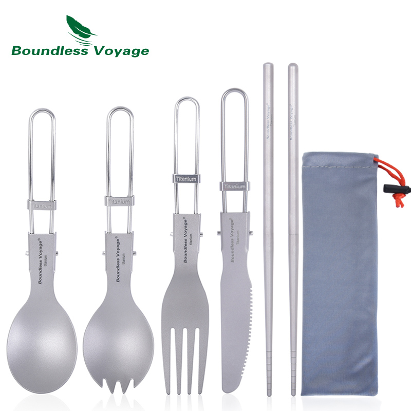 Camping Cooking Bowl - Boundless Voyage Titanium Camping Cutlery Folding