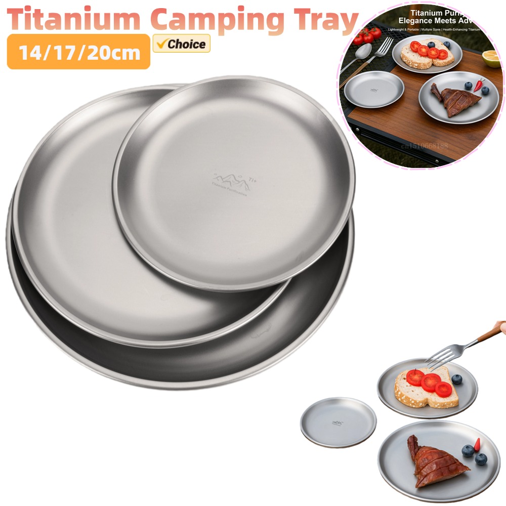 Camping Cooking Bowl - 14/17/20cm Titanium Camping Plate 1/3Pcs Camping