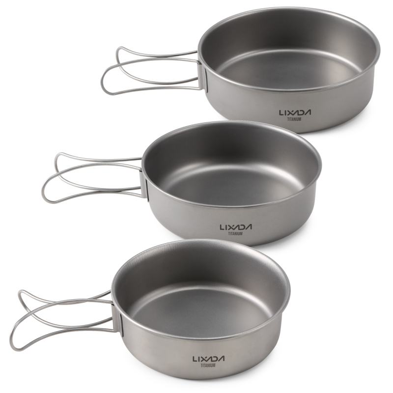 Camping Cooking Dishes - Lixada Titanium Bowls Ultralight Titanium Dinner