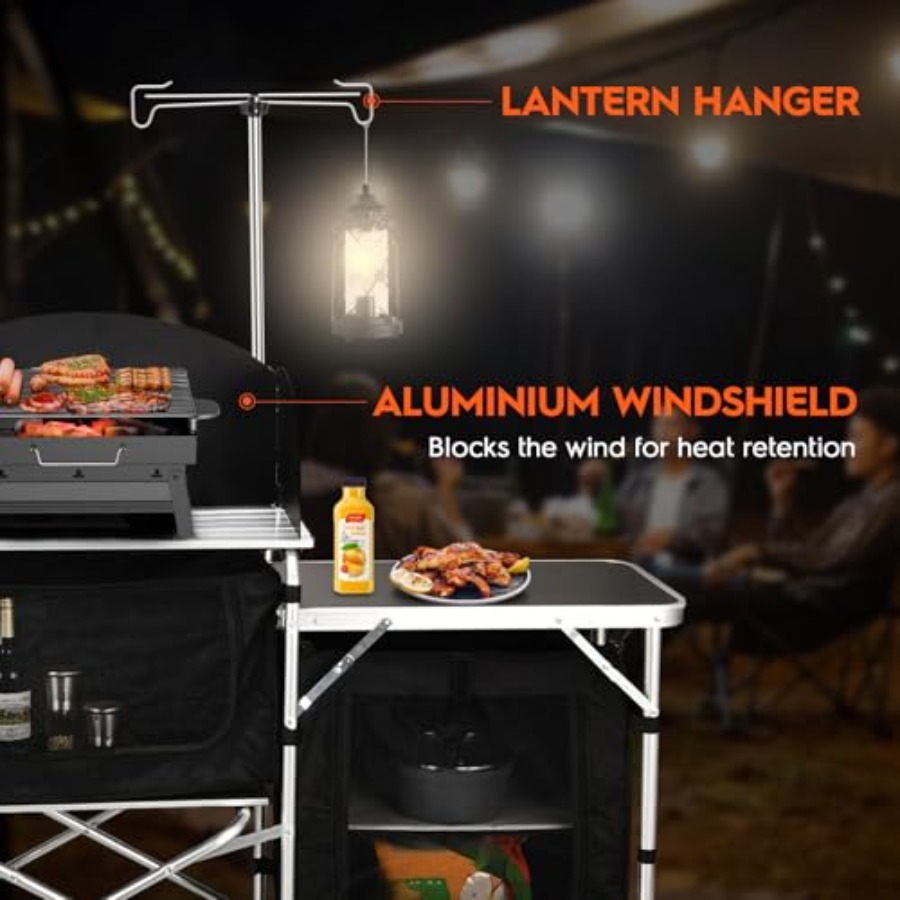Cmaping Kitchen Table, Aluminu - огляд і ціна Camping Cooking Table With Windshield