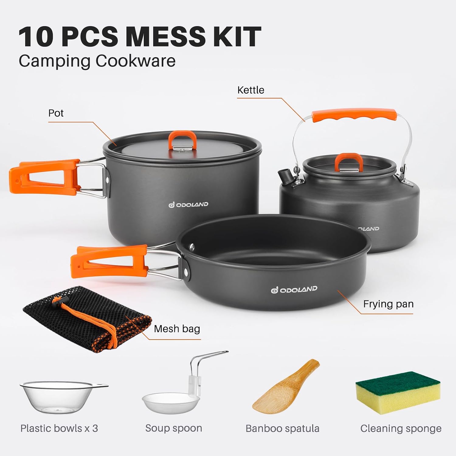 Odoland 10pcs Camping Cookware - огляд і ціна Camping Cooking Set Large