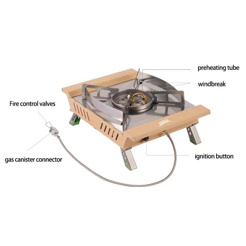 Portable 3-Burner 7000W Campin - огляд і ціна Camping Cooking Table With Windshield