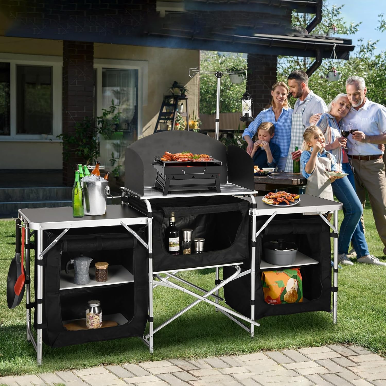 Aluminum Folding Camping Kitch - огляд і ціна Camping Cooking Table With Windshield
