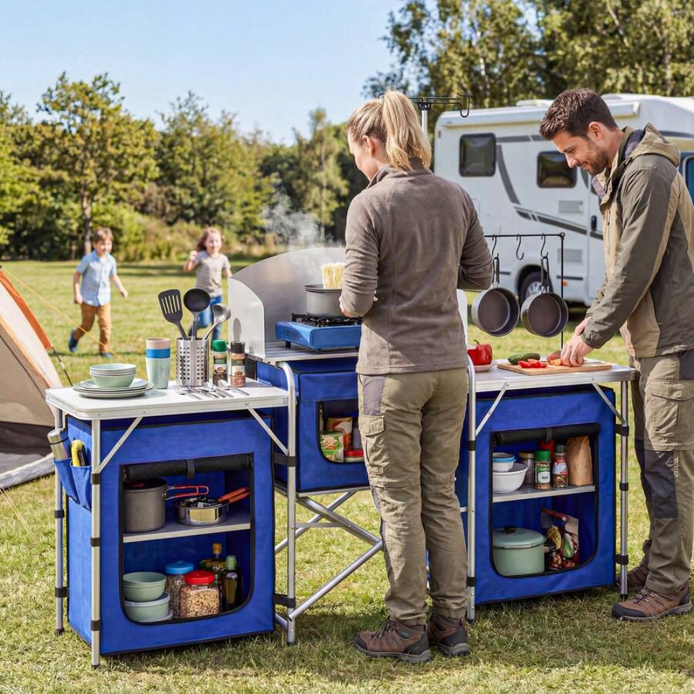 Aluminum Camping Kitchen Table - огляд і ціна Camping Cooking Table With Windshield